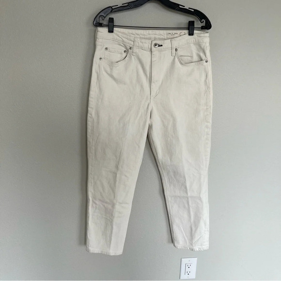NWOT Rag & Bone Nina High Rise Ankle Slim Straight Cigarette Jeans Ecru Denim 32 - Picture 3 of 11